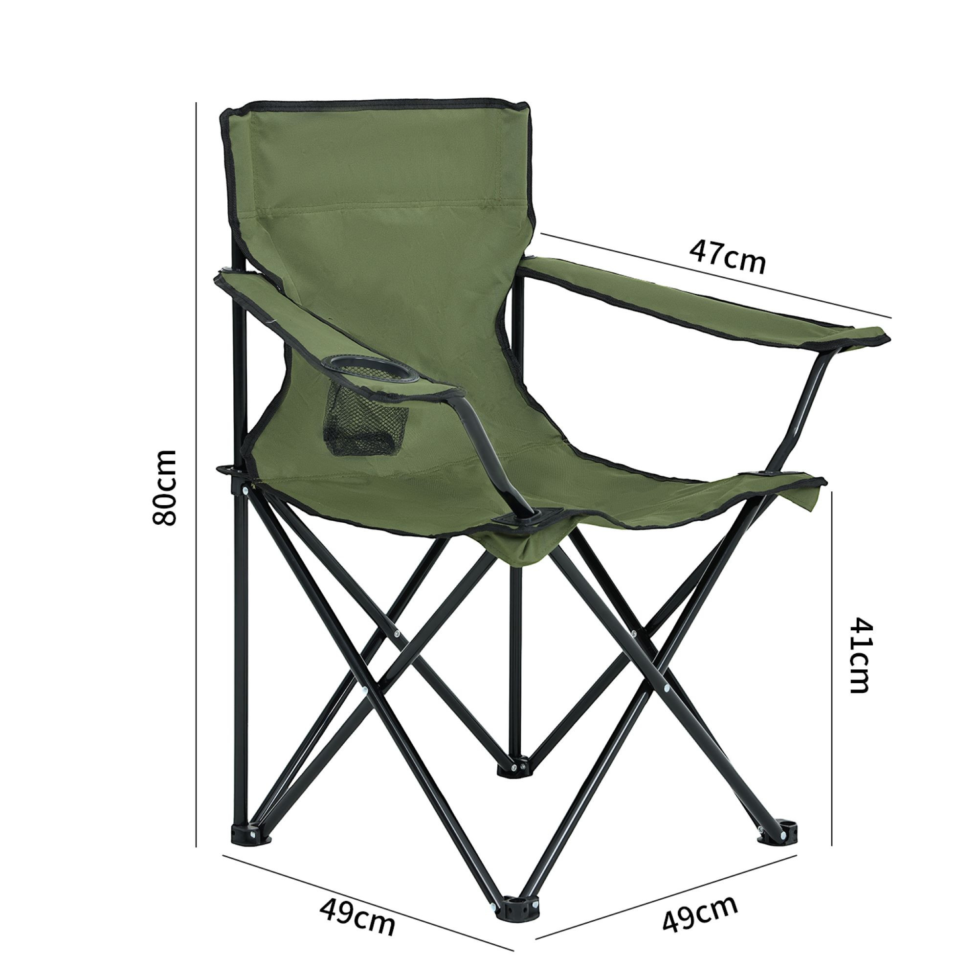 Wymiary 3D - Składane krzesło kempingowe ANTER w kolorze zielonym - AKORD Fabryka Mebli