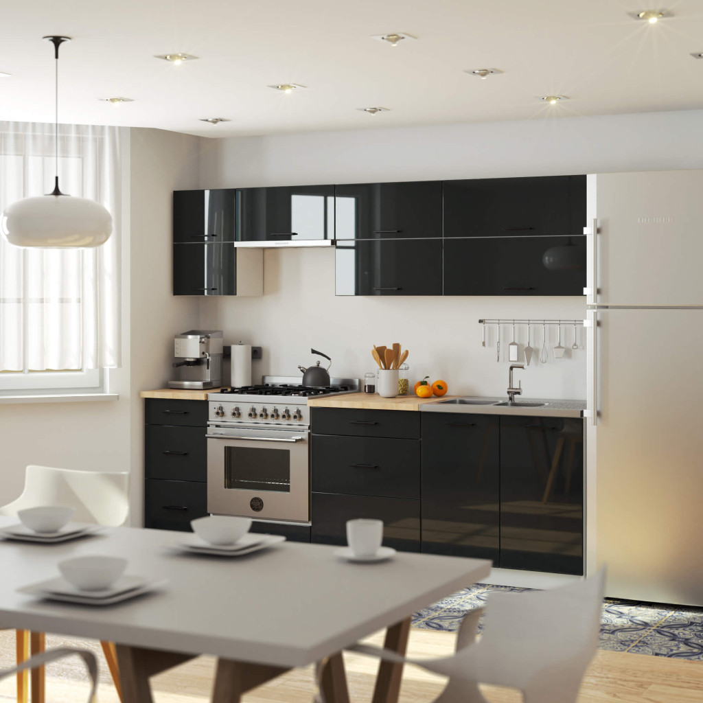 Meble AKORD - Szafka kuchenna podwójna W80 system OLIWIA Biała 80 cm 2 drzwi kolor Grafit Połysk 2 półki 80x30x58 cm - Producent mebli - tanie meble - 5907504380766