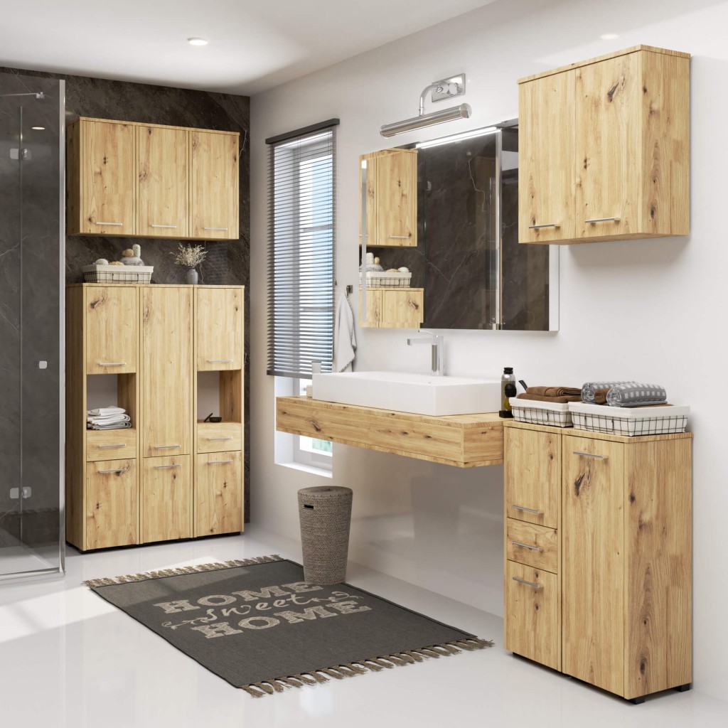 Meble AKORD - Szafka łazienkowa FIN Dąb Artisan 30 cm 1 drzwi kolor Dąb Artisan mat 2 półki 30x30x82 cm - Producent mebli - tanie meble - 5907504389455