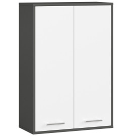 SZAFKA WISZĄCA 64 cm FIN 2 DRZWI GRAFIT SZARY / BIAŁA