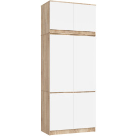 Szafa z nadstawką S 90 cm 6 drzwi 6 półek - dąb sonoma biała