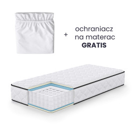 Materac sprężynowy z ochraniaczem 7-strefowy H3 90x200 cm