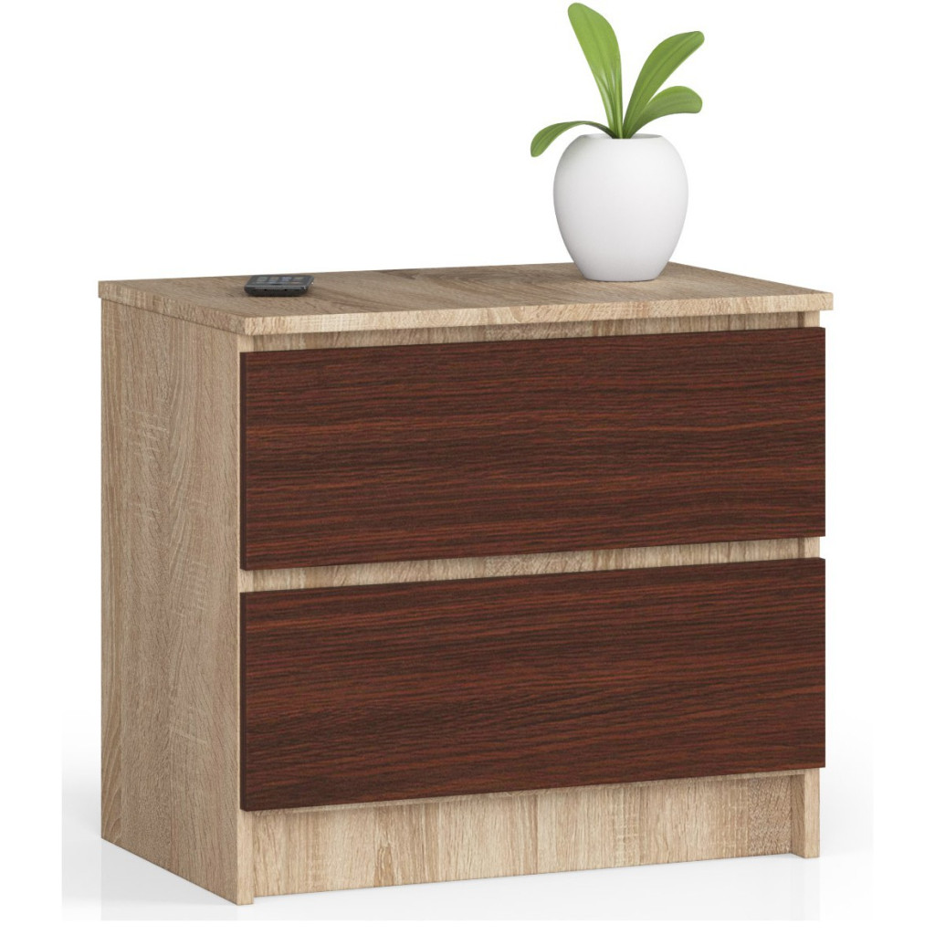 KOMODA K 60cm 2 SZUFLADY SONOMA / WENGE KOMODA K 60cm 2 SZUFLADY SONOMA / WENGE