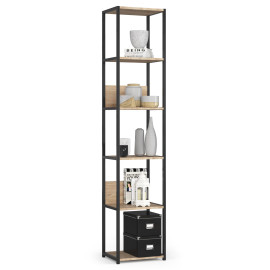Regał industrialny metalowy 40 cm - czarny-dąb sonoma- 6 półek