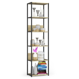 Regał industrialny metalowy 50 cm - czarny-dąb artisan- 6 półek