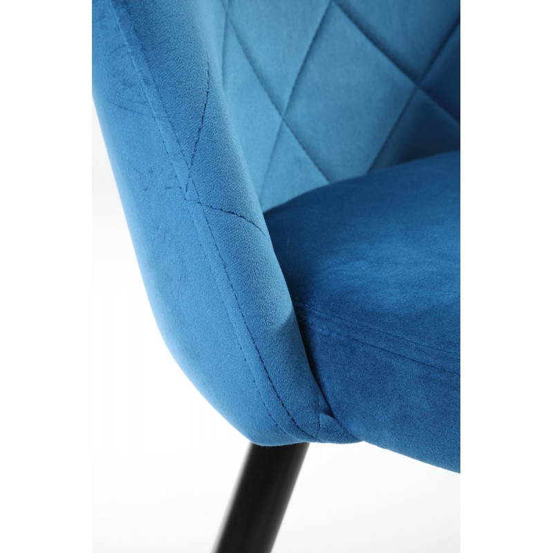 4x Welurowe krzesło tapicerowane pikowane SJ.077 Granatowe