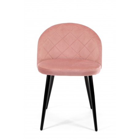 Welurowe krzesło tapicerowane pikowane SJ.077 Różowe przód
