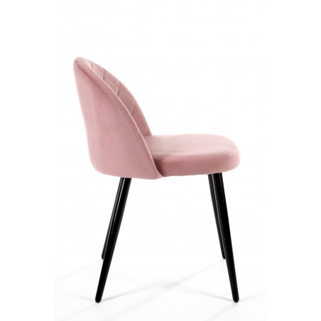Welurowe krzesło tapicerowane pikowane SJ.077 Różowe bok