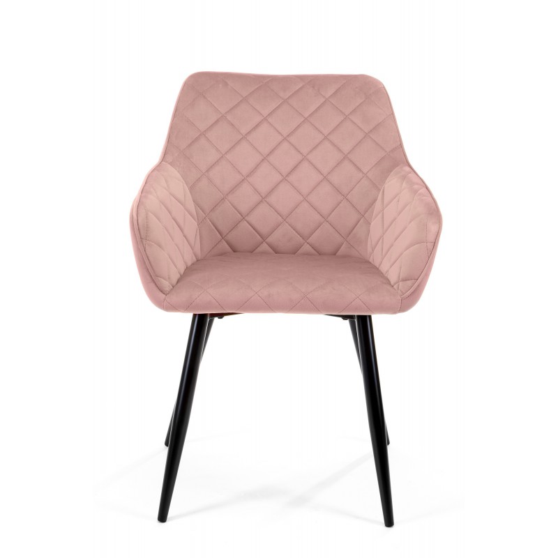 2x Welurowe krzesło tapicerowane pikowane SJ.082 Różowy