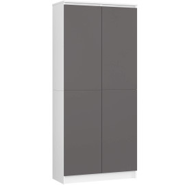 Regał biurowy szafa R 80 cm CLP - biały-grafit szary - 2 drzwi...