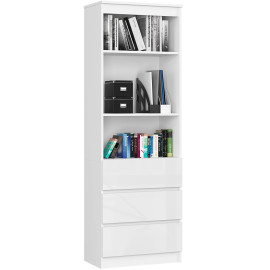 REGAŁ BIUROWY R 60 cm CLP 3 SZUFLADY 2 PÓŁKI BIAŁY / BIAŁY POŁYSK