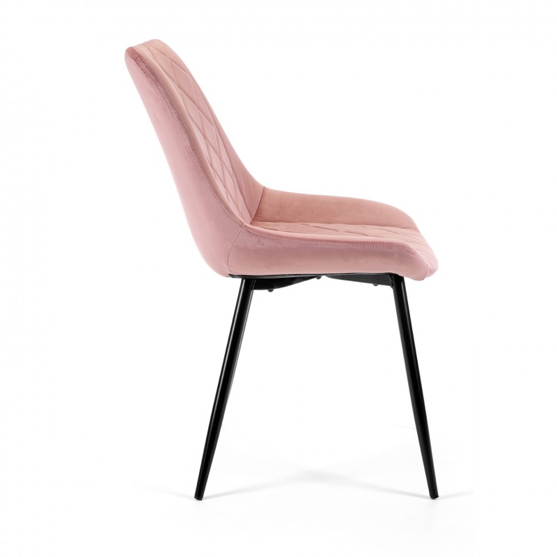 Welurowe krzesło tapicerowane pikowane SJ.0488 Różowe bok
