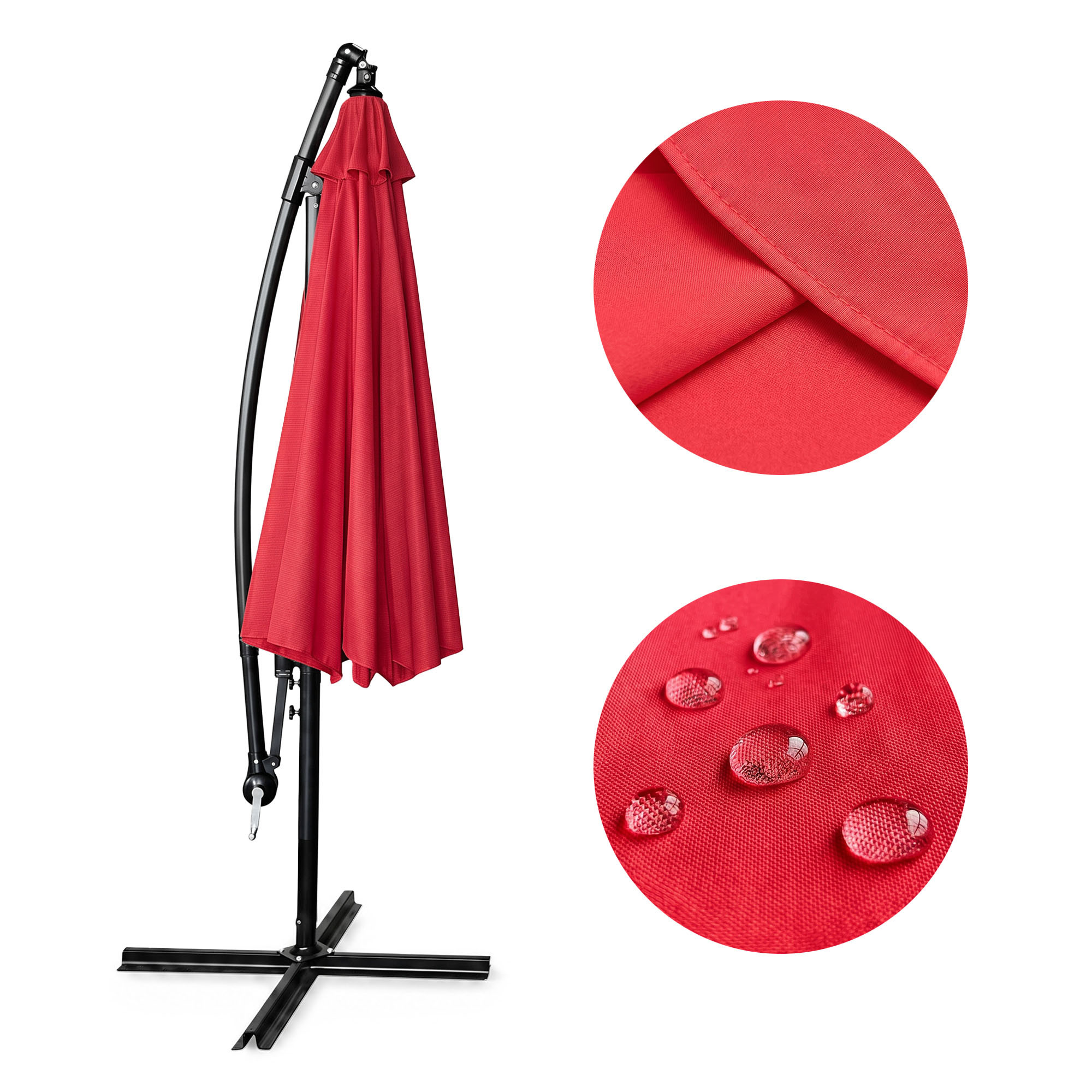 Parasol ogrodowy ASTER ochrona UV w kolorze czerwonym waga 12,1 kg wymiary 300x300x245 cm - AKORD Meble