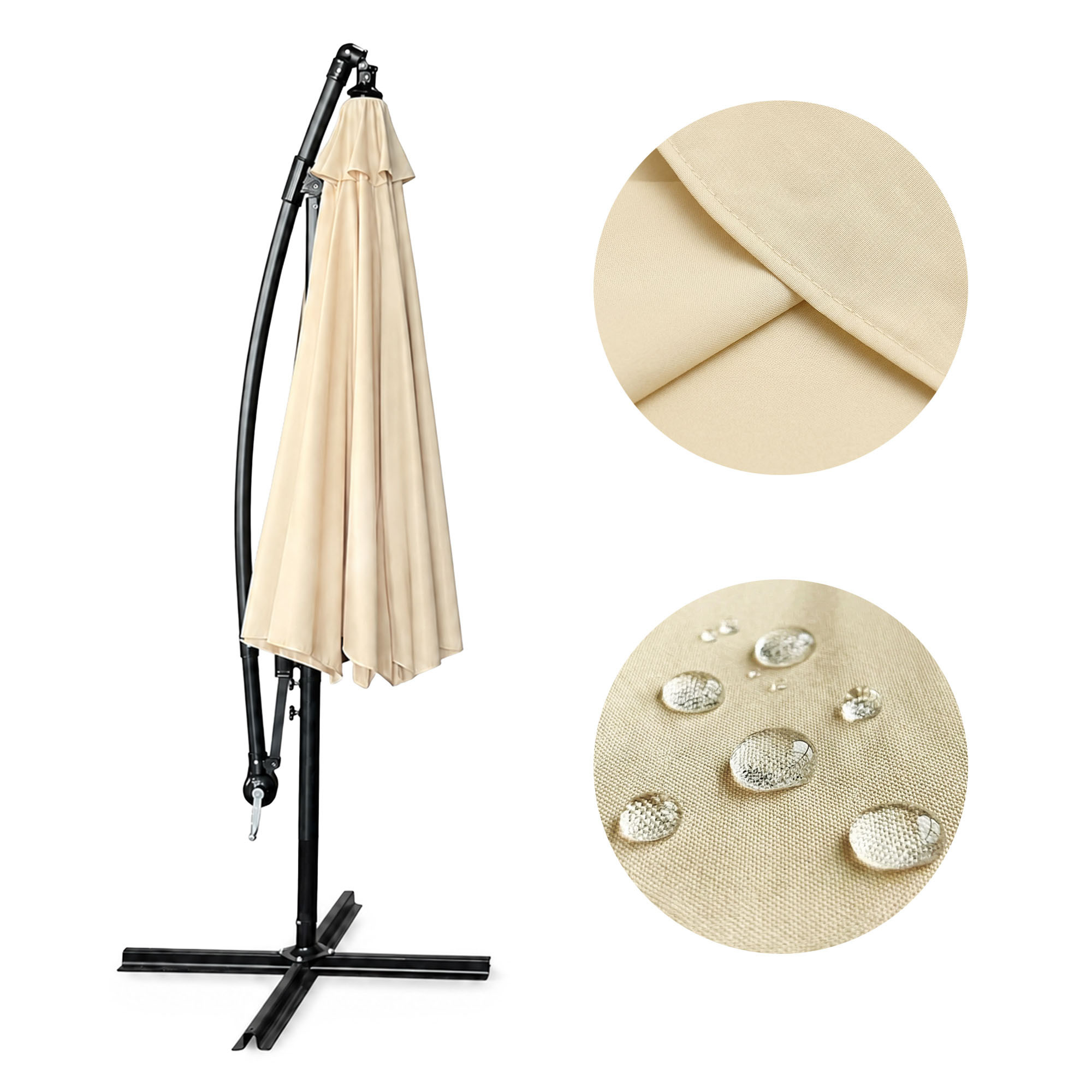Wodoodporny parasol ogrodowy i tarasowy CYNIA w kolorze beżowym waga 11,7 kg wymiary 300x300x245 cm - AKORD Meble