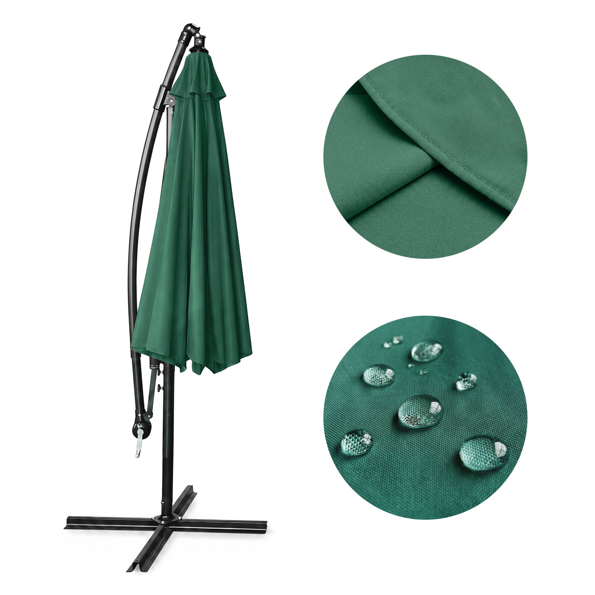 Wodoodporny parasol ogrodowy i tarasowy CYNIA w kolorze ciemnozielonym waga 11,7 kg wymiary 300x300x245 cm - AKORD Meble