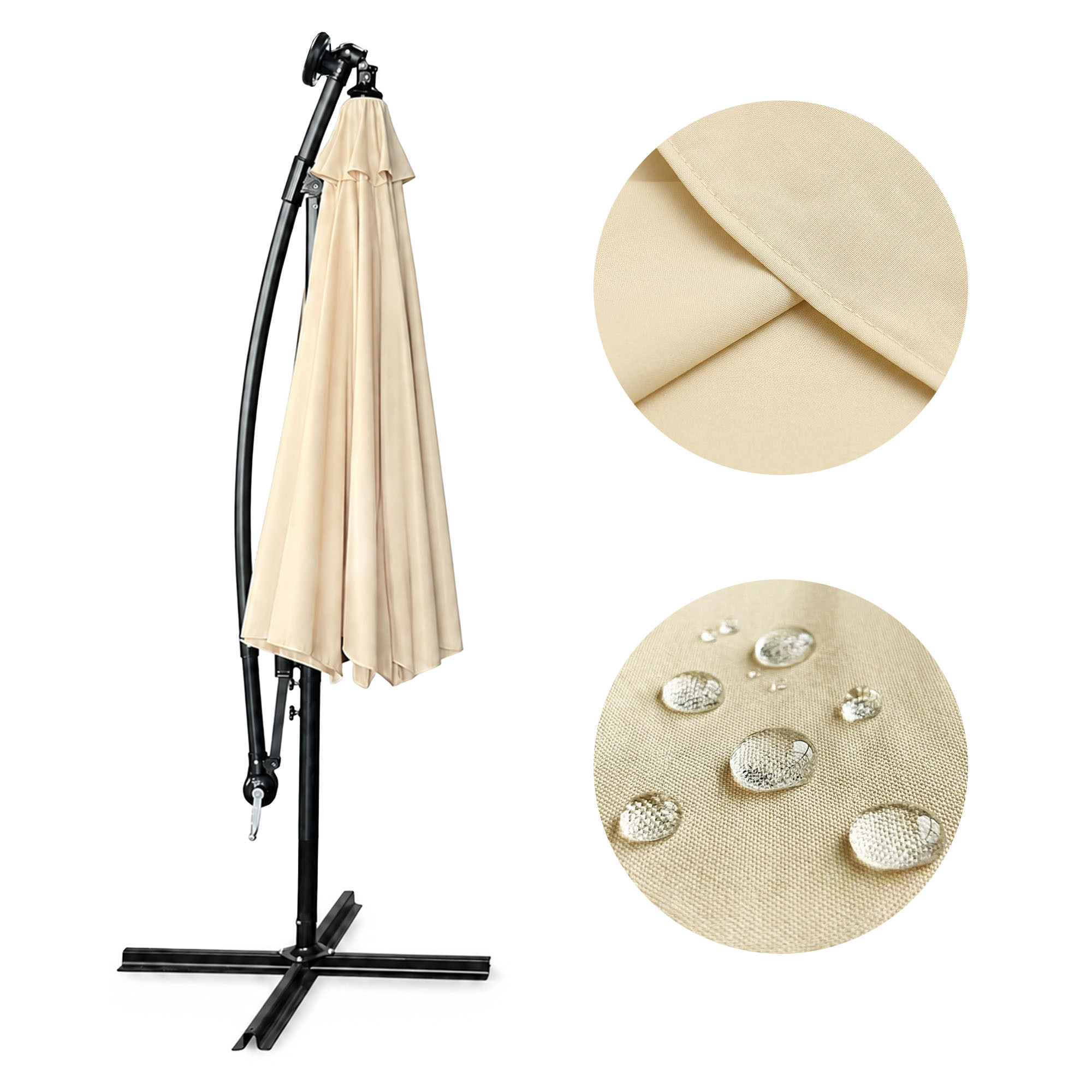 Parasol ogrodowy MILIN beżowy z oświetleniem LED waga 12,7 kg wymiary 300x300x245 cm - AKORD Meble