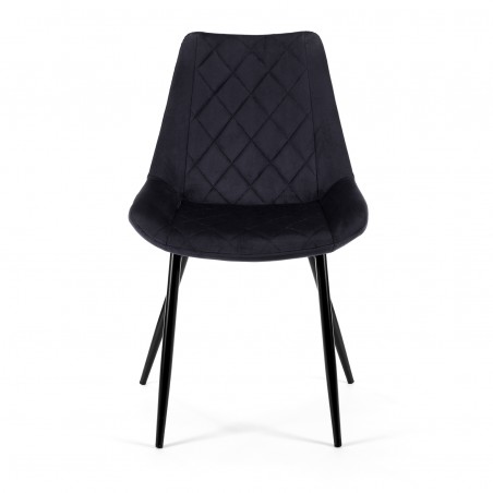 Welurowe krzesło tapicerowane pikowane SJ.0488 Czarne przód