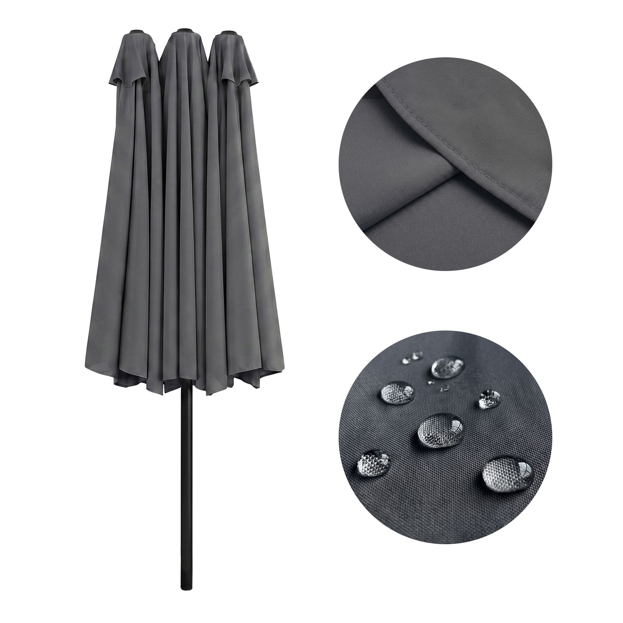Podwójny parasol ogrodowy TILIA w kolorze ciemnoszarym waga 12,3 kg wymiary 460x270x245 cm - AKORD Meble