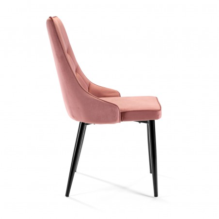Welurowe krzesło tapicerowane pikowane SJ.054 Różowe bok