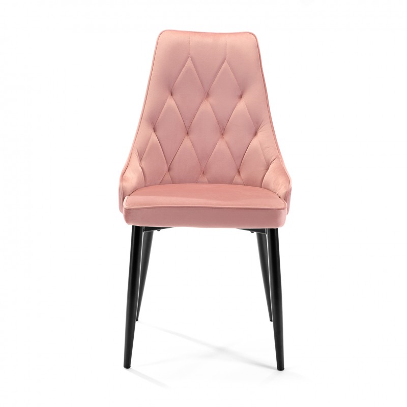 Welurowe krzesło tapicerowane pikowane SJ.054 Różowe przód