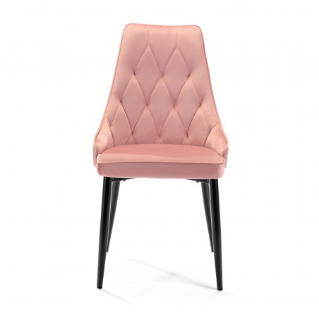 Welurowe krzesło tapicerowane pikowane SJ.054 Różowe przód
