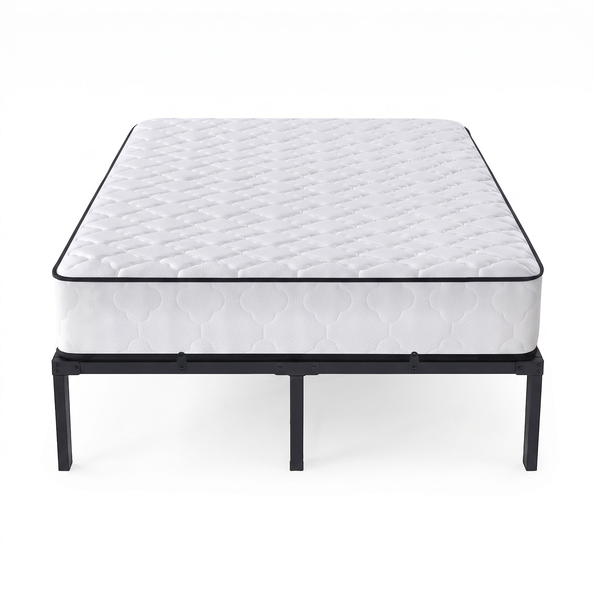 Składana Rama Łóżka Metalowa Stelaż z Materacem 120x200 cm Czarna 9 Nóżek 20 Listew Łóżko Gościnne - AKORD Meble