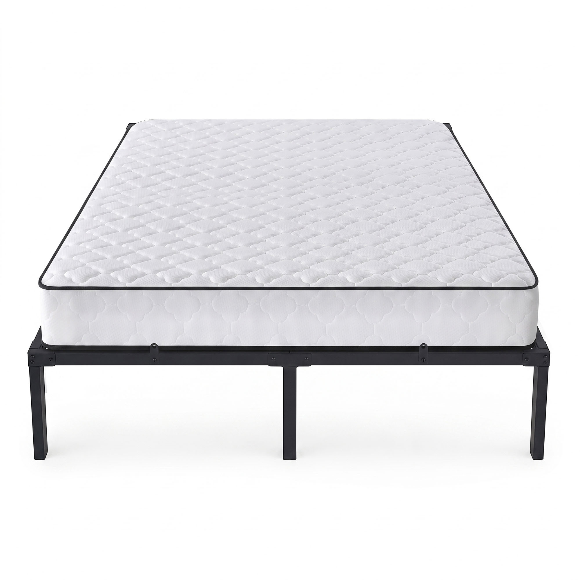 Składana Rama Łóżka Metalowa Stelaż z Materacem 160x200 cm Czarna 9 Nóżek 20 Listew Łóżko Gościnne - AKORD Meble
