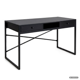 Biurko industrialne komputerowe Czarne ELONIS 123 cm 2 szuflady 1 półka Czarne nogi