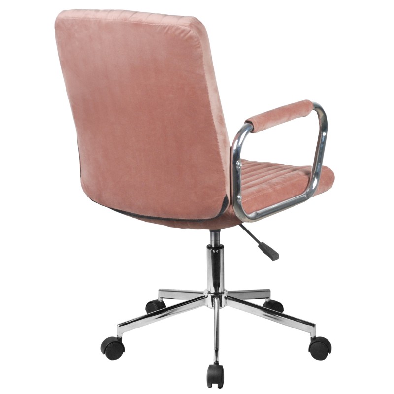Krzesło welurowe obrotowe FD-24 - Różowe widok z tyłu