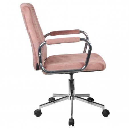 Krzesło welurowe obrotowe FD-24 - Różowe widok z boku