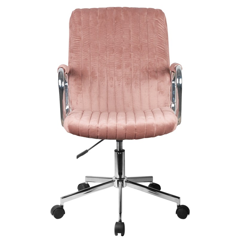 Krzesło welurowe obrotowe FD-24 - Różowe widok z przodu