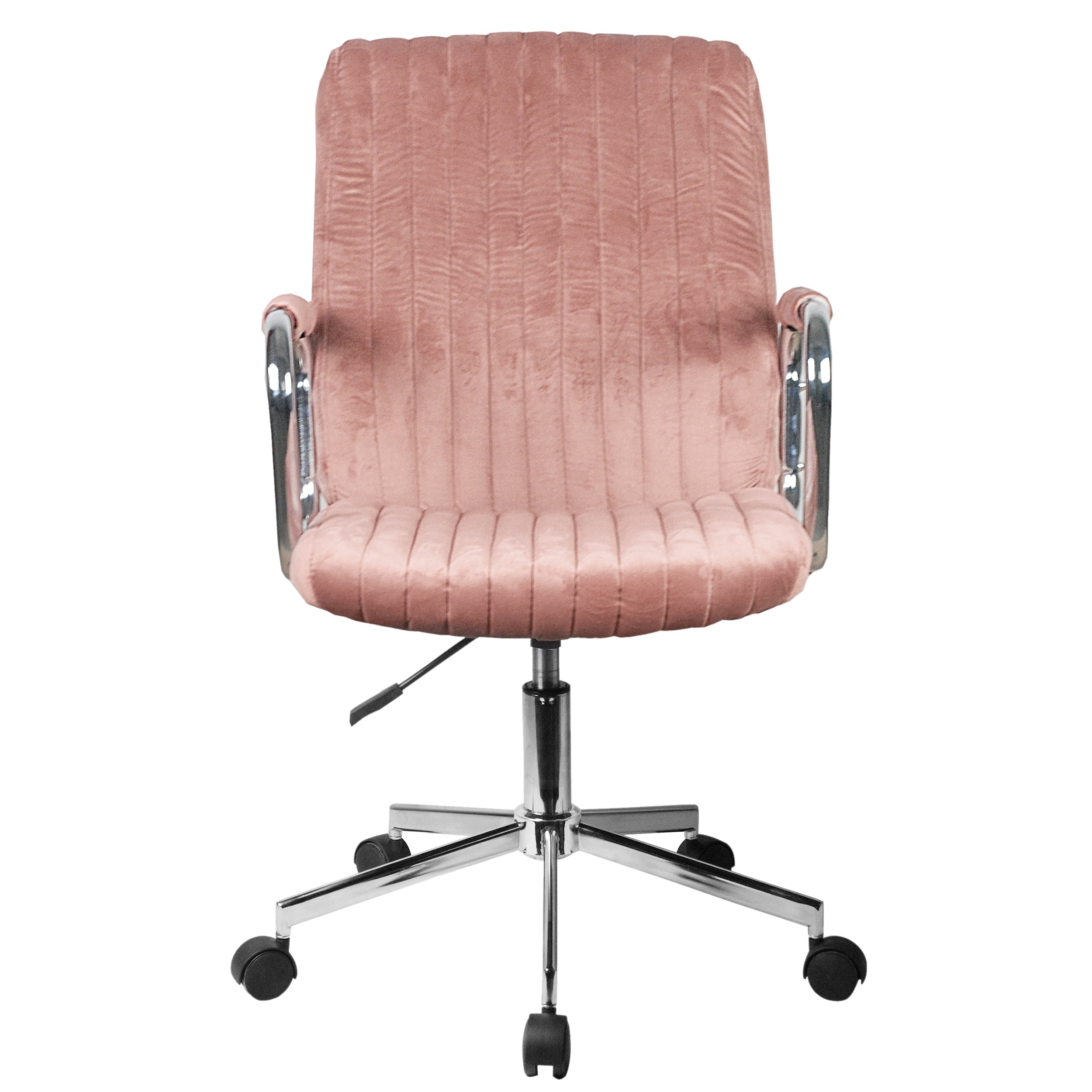 Dimensions 3D - Chaise pivotante à roulettes velour AKORD FD24 Rose - AKORD Meubles