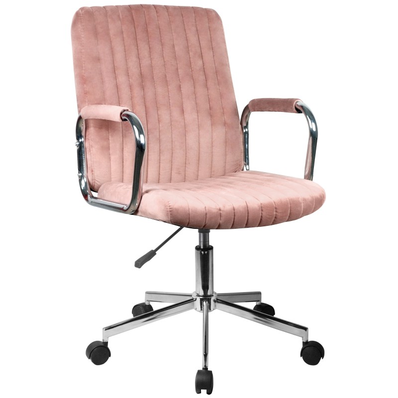 Krzesło welurowe obrotowe FD-24 - Różowy