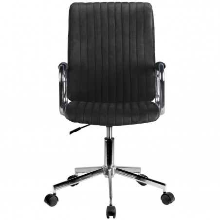 Krzesło welurowe obrotowe FD-24 - Czarne WIDOK Z PRZODU