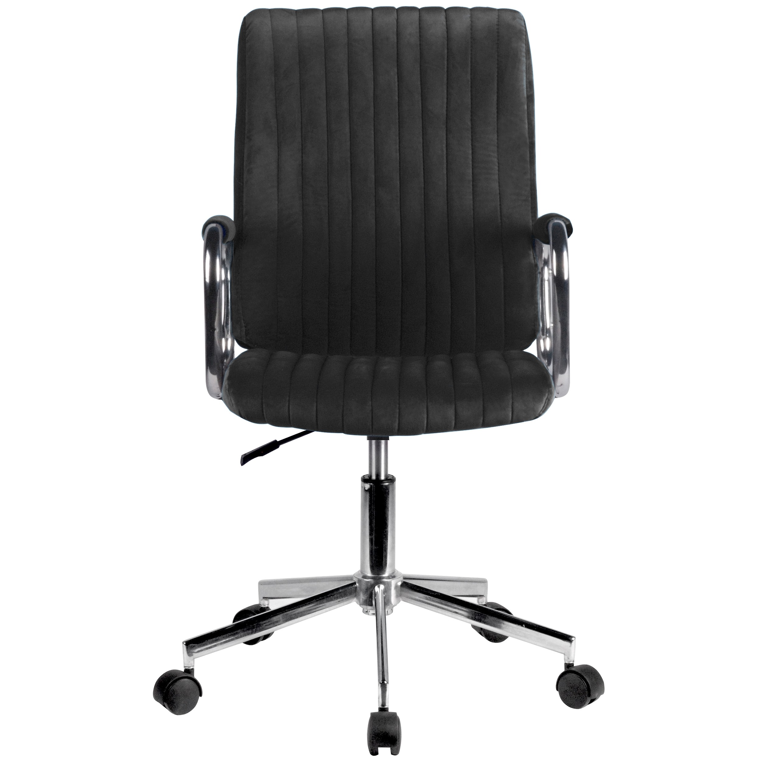 Dimensions 3D - Chaise pivotante à roulettes velour AKORD FD24 Noir - AKORD Meubles