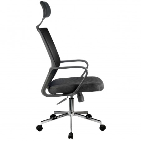 Fotel biurowy OCF-9 materiałowy - Czarny WIDOK Z BOKU