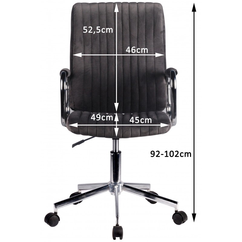Krzesło welurowe obrotowe FD-24 - Czarne wymiary