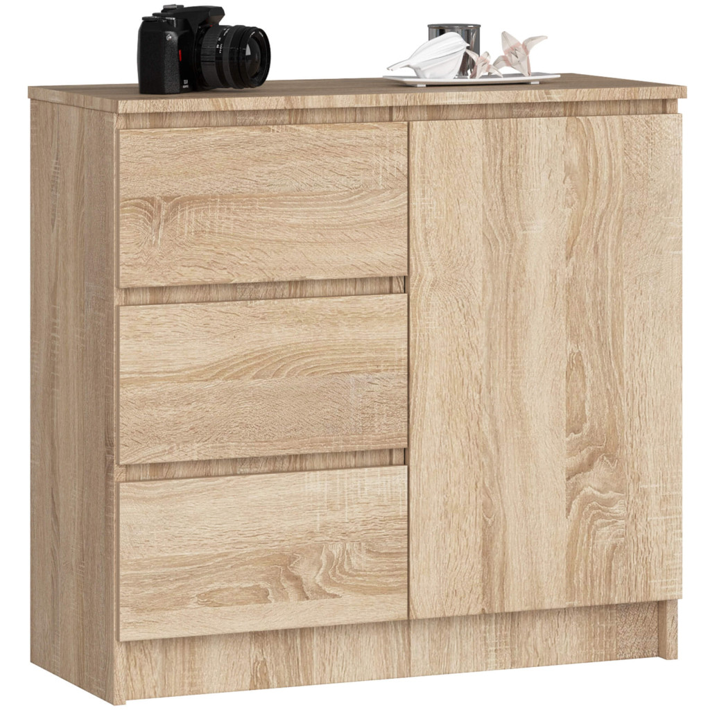 Komoda K 80 cm JERRY 1 drzwi 3 szuflady - dąb sonoma