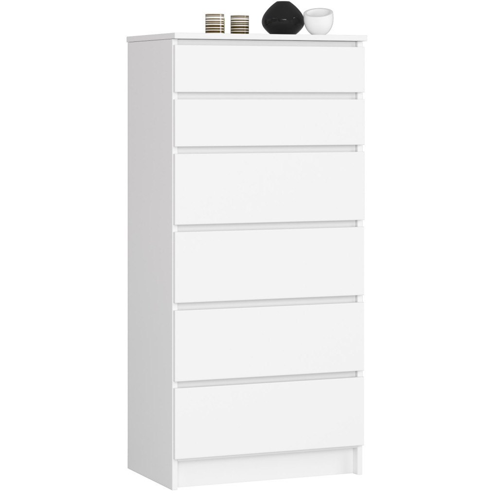 Komoda K60 Biała 60 cm 6 szuflad kolor Biały mat 60x40x130 cm