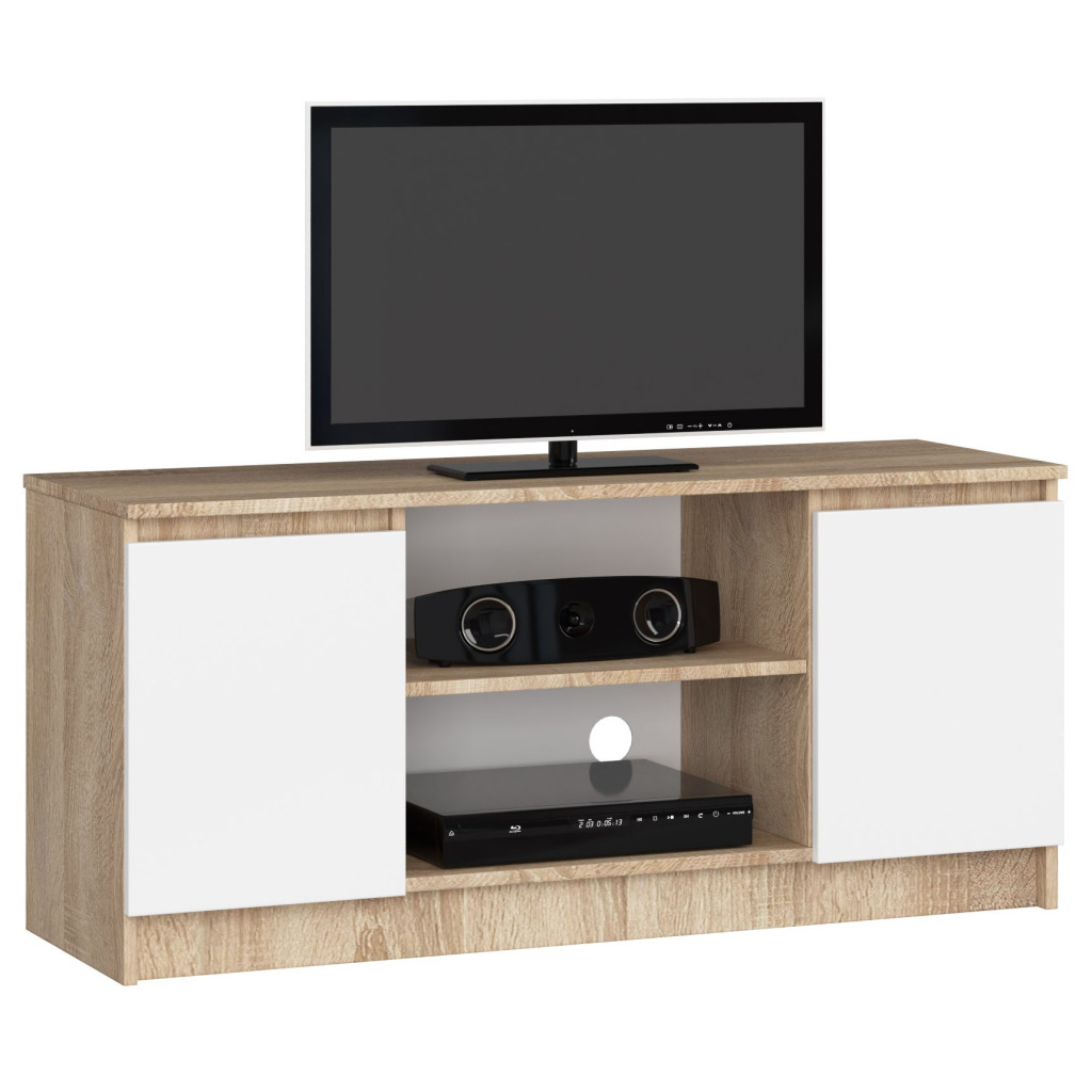 SZAFKA RTV 120 cm 2D 1P SONOMA / BIAŁA
