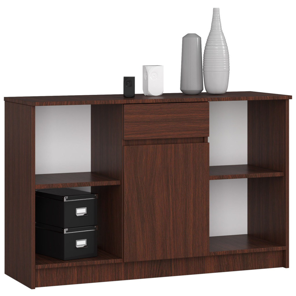 Komoda B17 Wenge 120 cm 1 drzwi 1 szuflada kolor Wenge mat 6 półek 120x40x77 cm