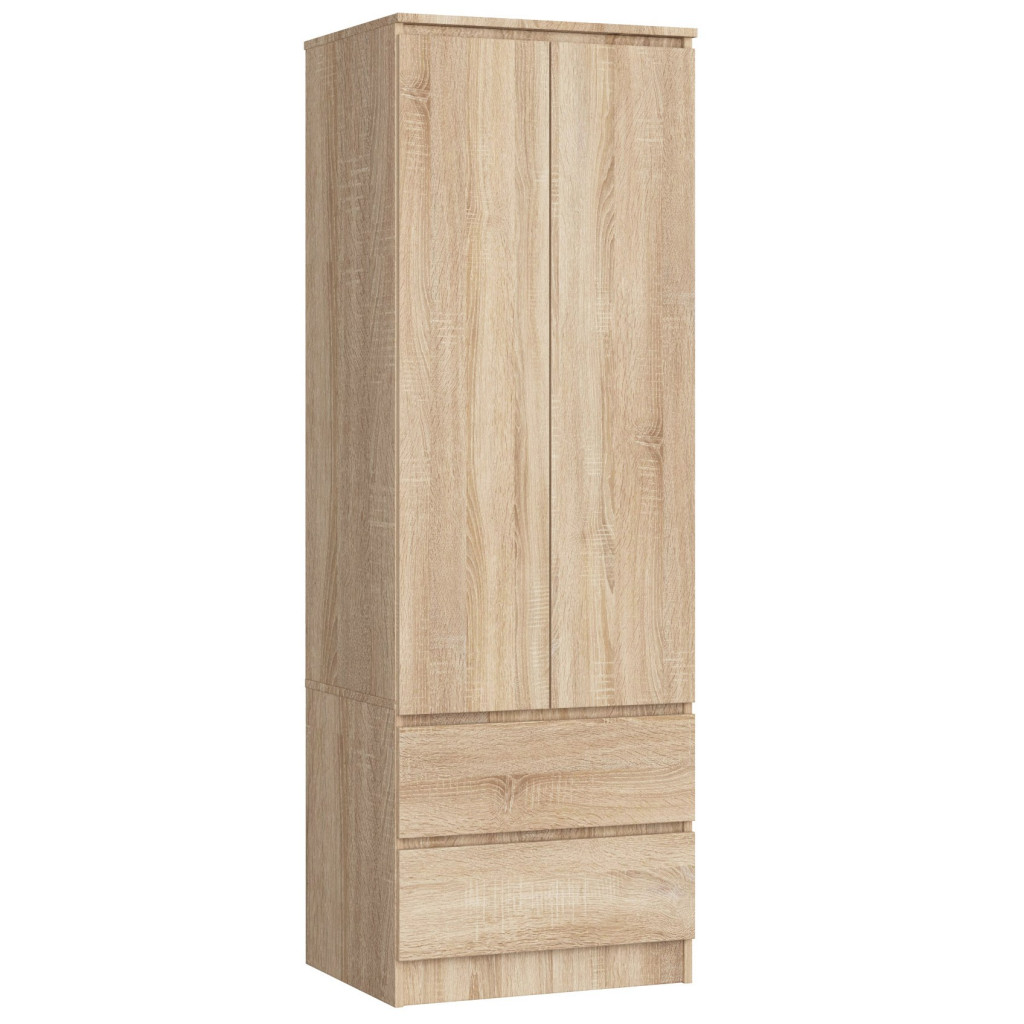 Szafa S60 Dąb Sonoma 60 cm 2 drzwi 2 szuflady kolor Dąb Sonoma mat 1 półka 60x51x180 cm