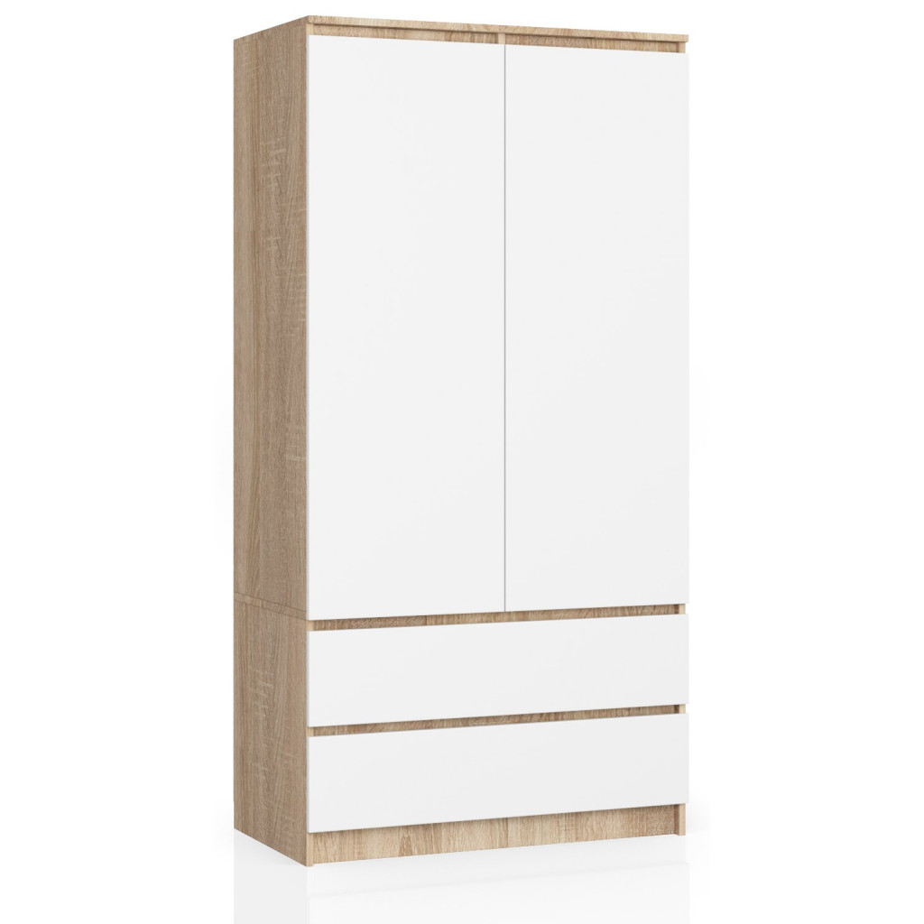 SZAFA S 90 cm 2 DRZWI 2 SZUFLADY SONOMA / BIAŁA