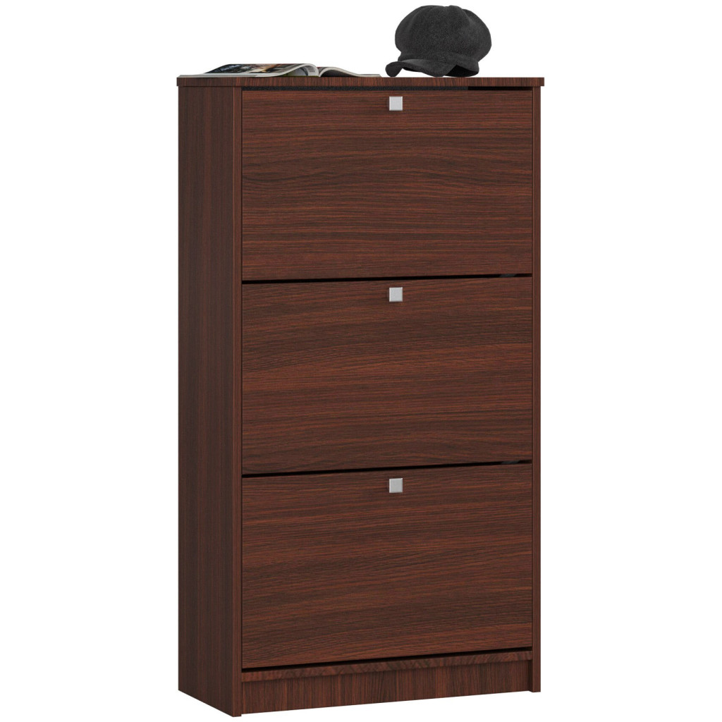 Szafka na buty Wenge 60 cm 3 drzwi kolor Wenge mat 3 półki 60x28,5x113 cm